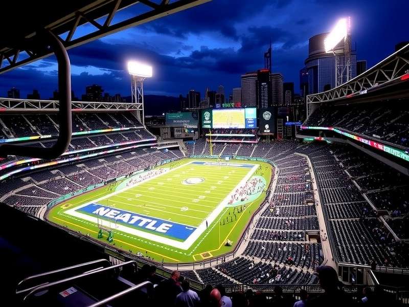 Aerial view of MetLife Stadium on a game day, full of fans