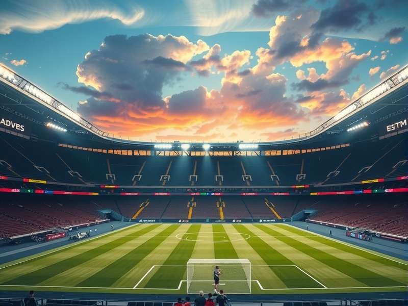 Aerial view of MetLife Stadium in East Rutherford, New Jersey, showing its iconic oval shape and surrounding parking lots