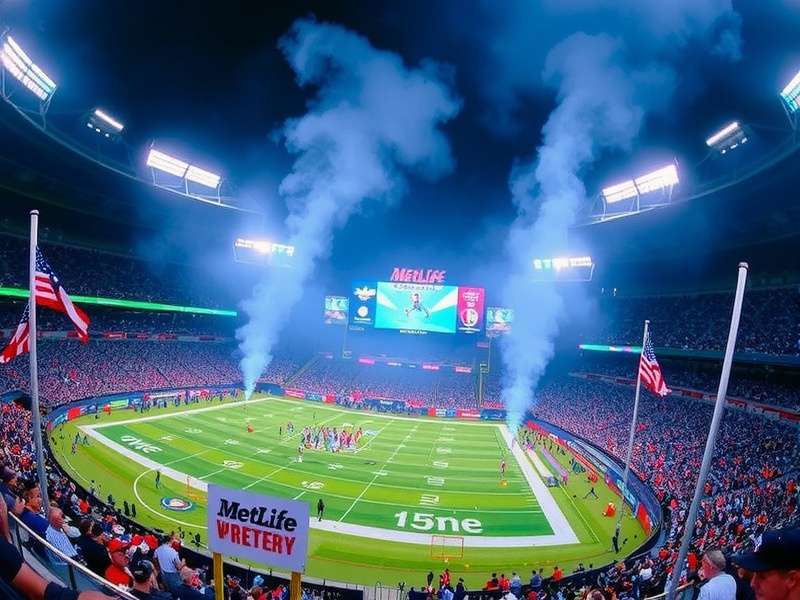 Aerial view of MetLife Stadium in East Rutherford, New Jersey on a game day