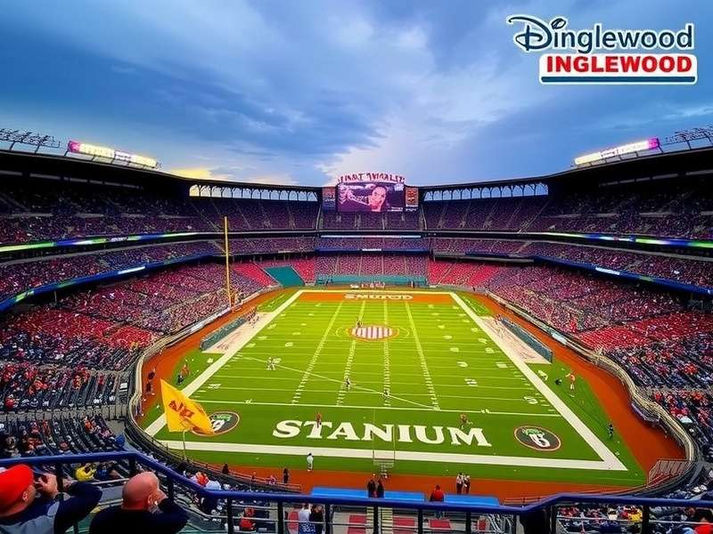 Aerial view of a modern stadium with a retractable roof