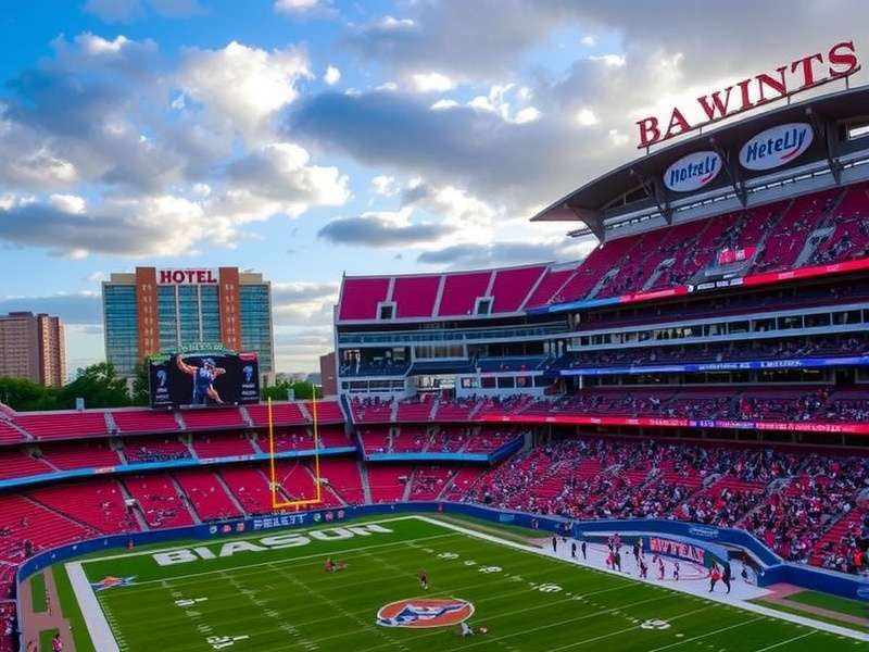 Aerial view of MetLife Stadium in East Rutherford, New Jersey, surrounded by parking lots and nearby highways