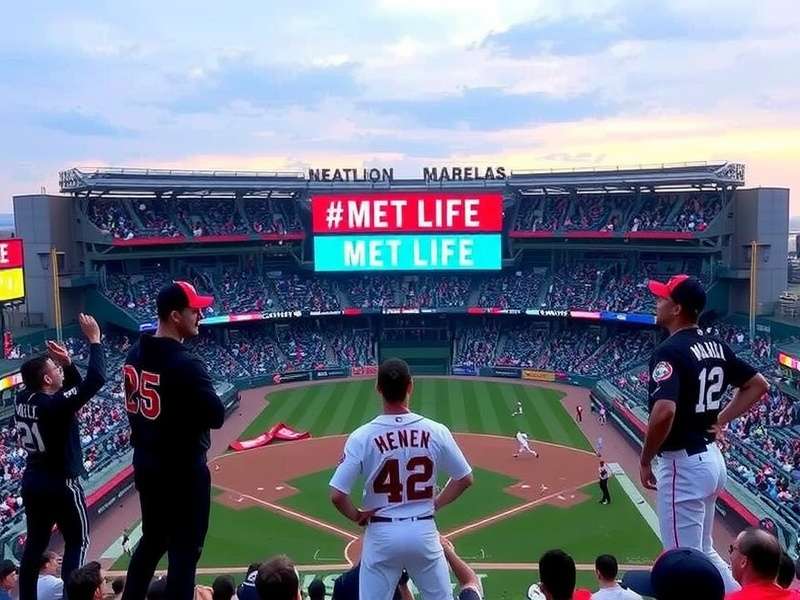 Aerial view of MetLife Stadium on a sunny day