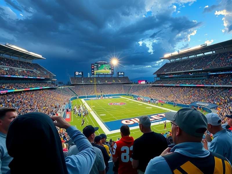 Aerial view of Gillette Stadium on a game day