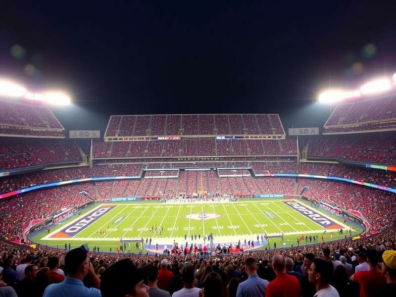 Aerial overview of MetLife Stadium seating bowl showing symmetrical sections