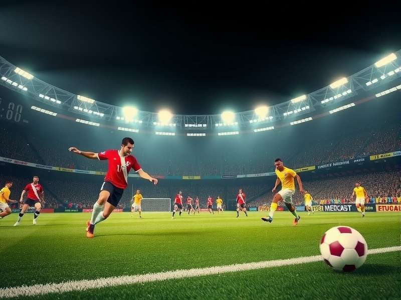 Aerial view of MetLife Stadium prepared for a major soccer event