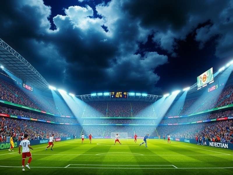 Aerial view of MetLife Stadium on a game day, showing full parking lots and crowds