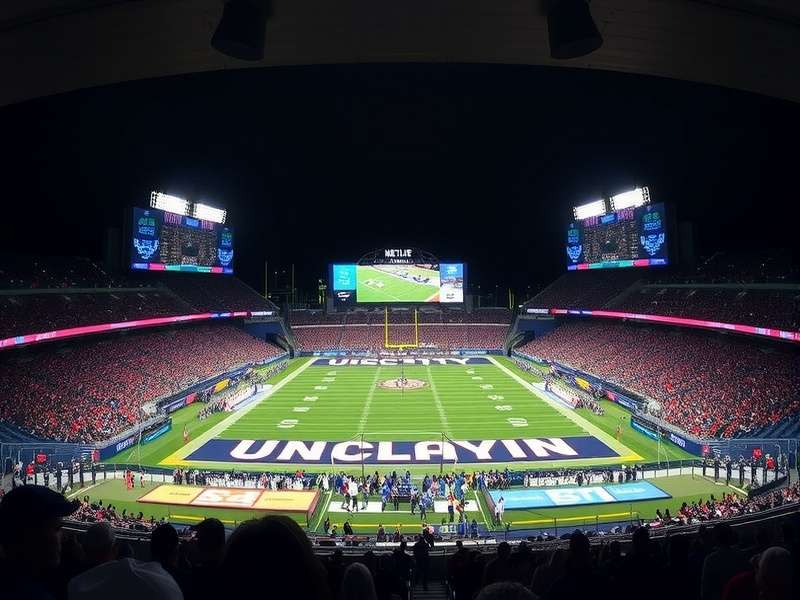 Aerial view of MetLife Stadium in East Rutherford, New Jersey on a game day