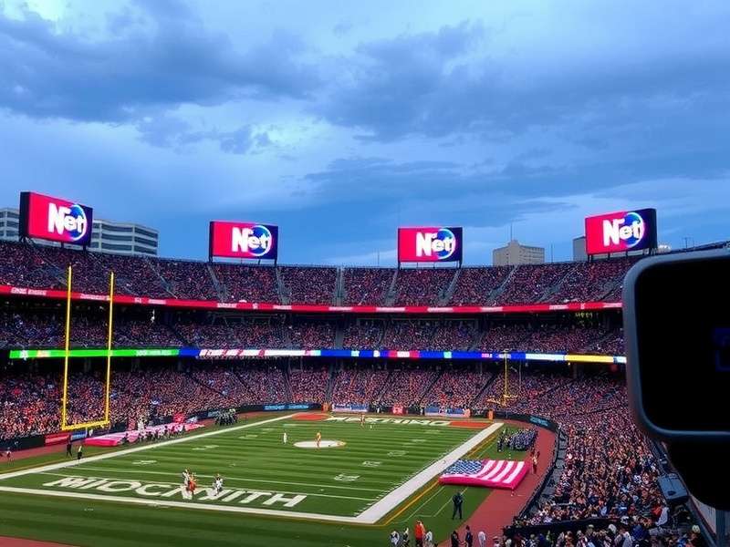 Aerial view of MetLife Stadium parking lots filled with vehicles on game day