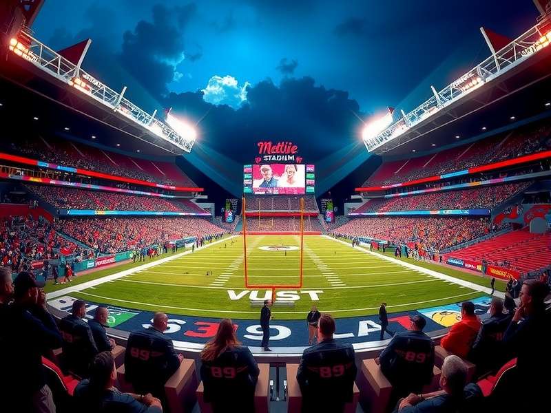 Aerial view of MetLife Stadium parking lots with Platinum section highlighted