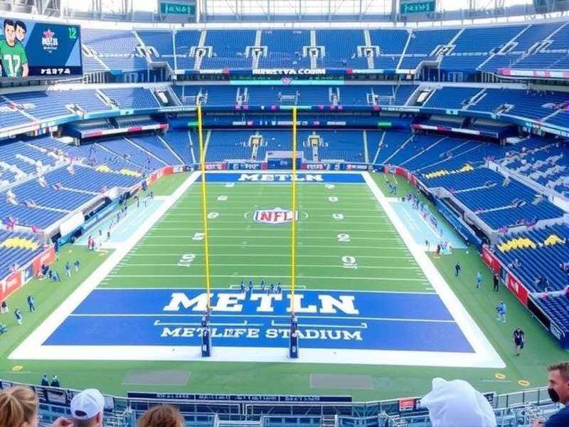 Vibrant crowd cheering at a daytime event in MetLife Stadium
