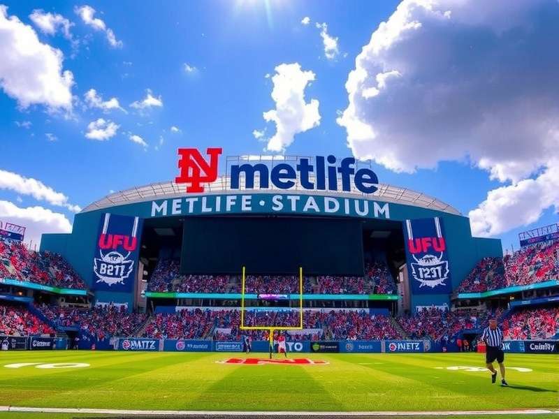 Vibrant night view of a packed MetLife Stadium during a concert with spectacular lighting