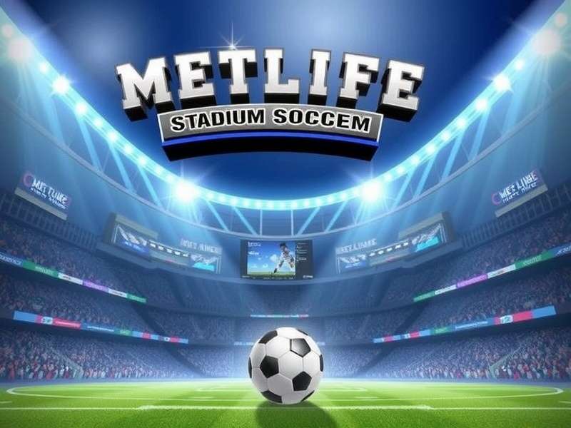 Crowd cheering at a night soccer game inside MetLife Stadium, lights illuminating the pitch