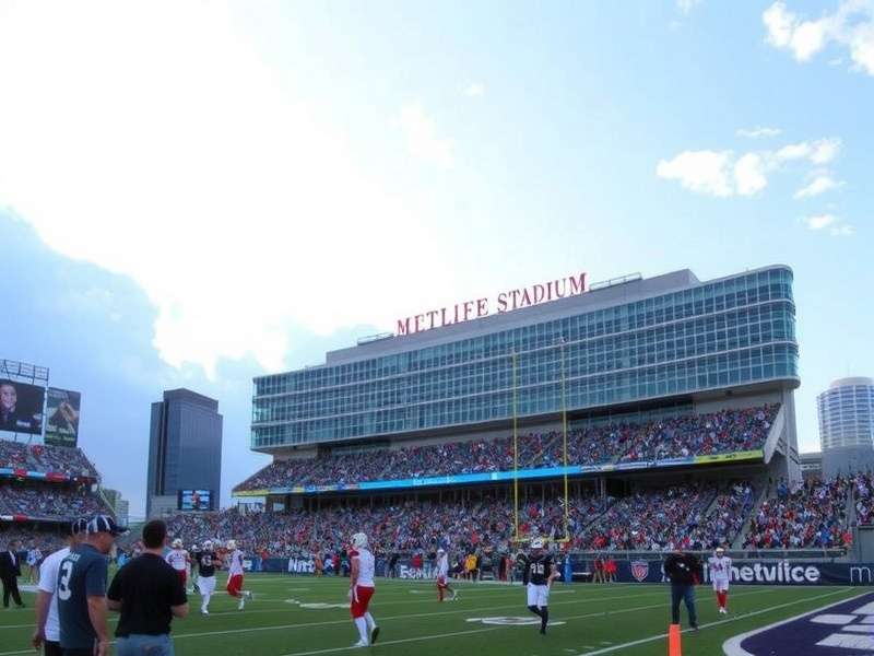 View from the player tunnel onto the field at MetLife Stadium