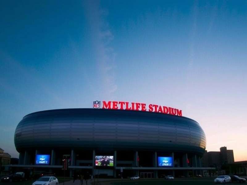 MetLife Stadium during construction phase showing steel framework