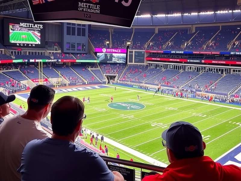Lower bowl view from Section 124 at MetLife Stadium during a night game