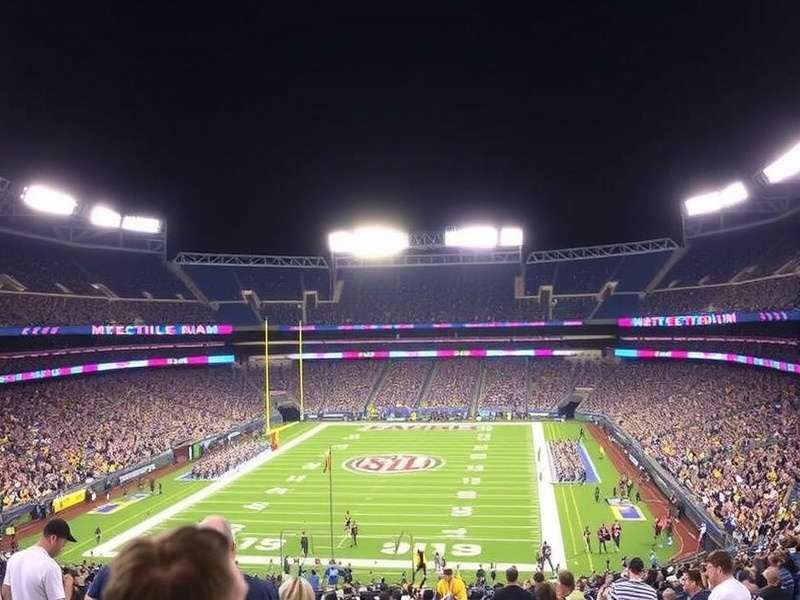 MetLife Stadium aerial view during night game