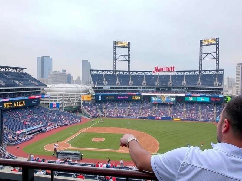 Aerial view of Marriott hotels surrounding MetLife Stadium in East Rutherford, New Jersey