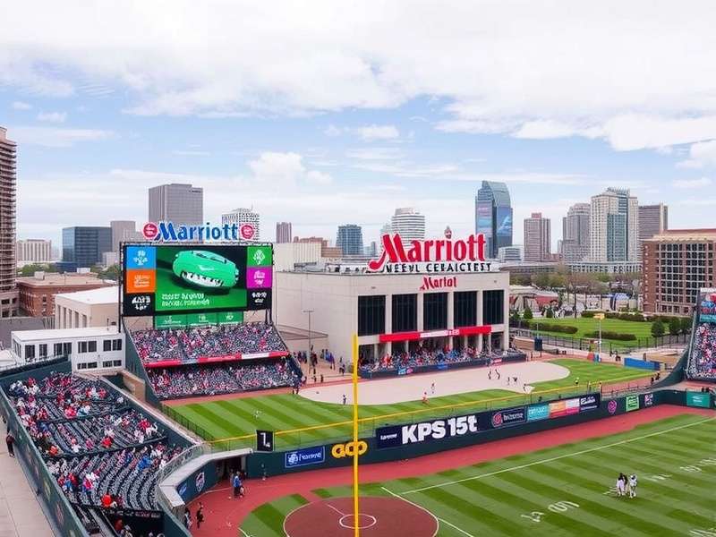 Luxury Marriott hotel lobby near MetLife Stadium with modern architecture and comfortable seating areas