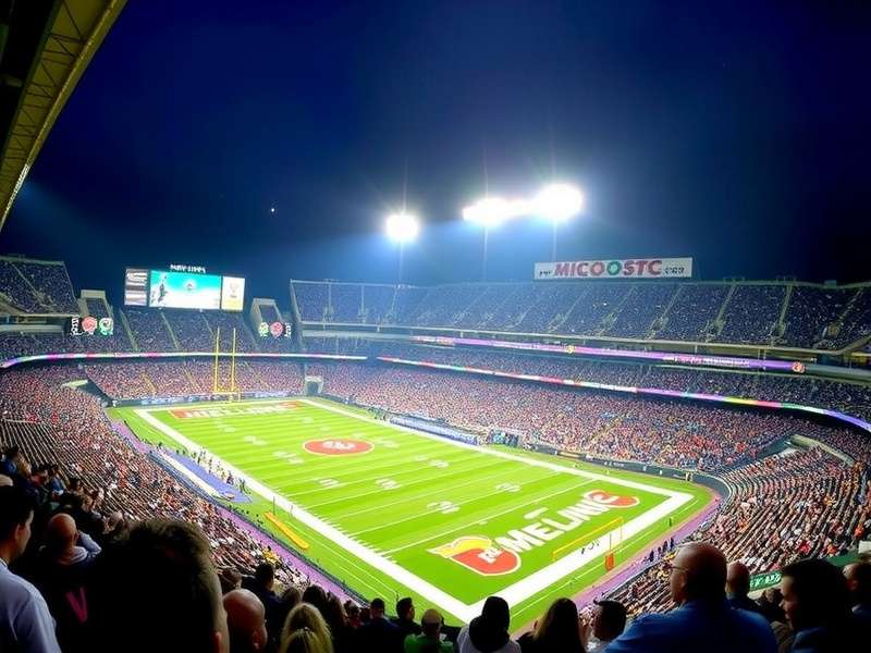 Aerial view of MetLife Stadium in East Rutherford, New Jersey on a sunny day