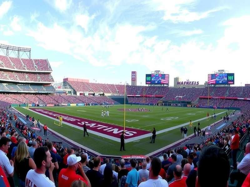 MetLife Stadium illuminated at night during a major concert