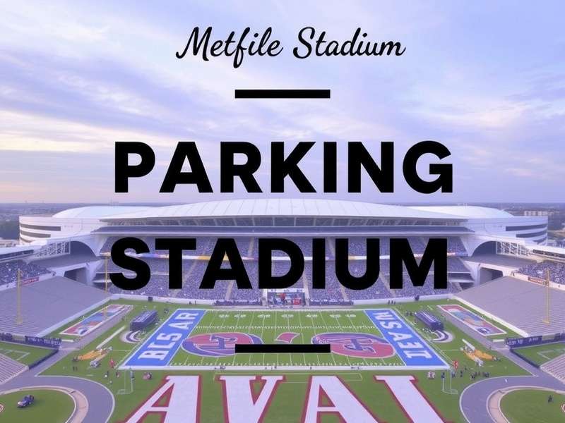Aerial view of MetLife Stadium parking lots filled with cars on game day