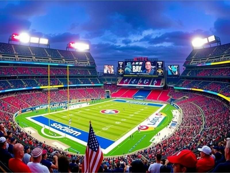 Aerial view of MetLife Stadium showing full seating capacity during an NFL game