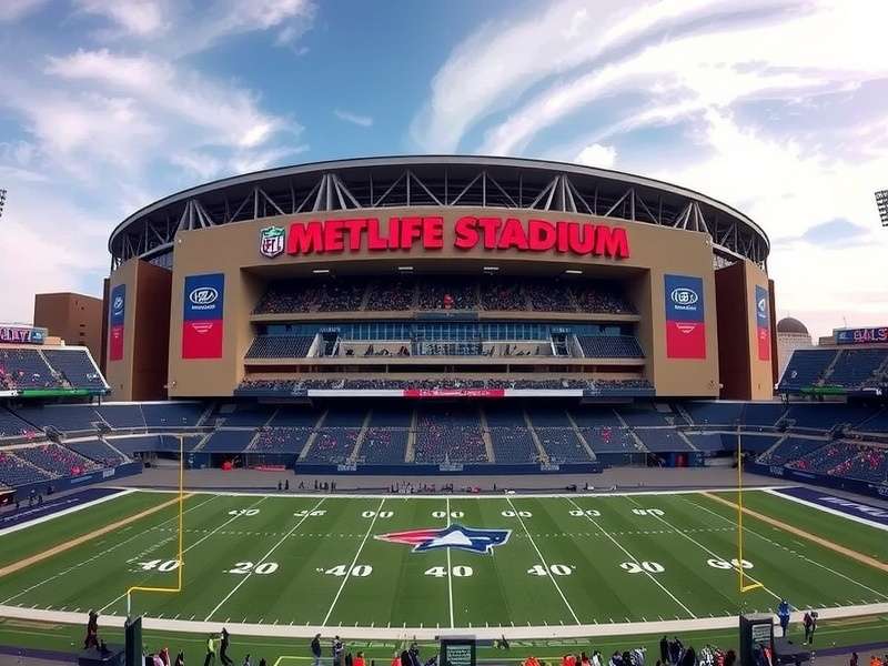 MetLife Stadium Night with floodlights illuminating the field