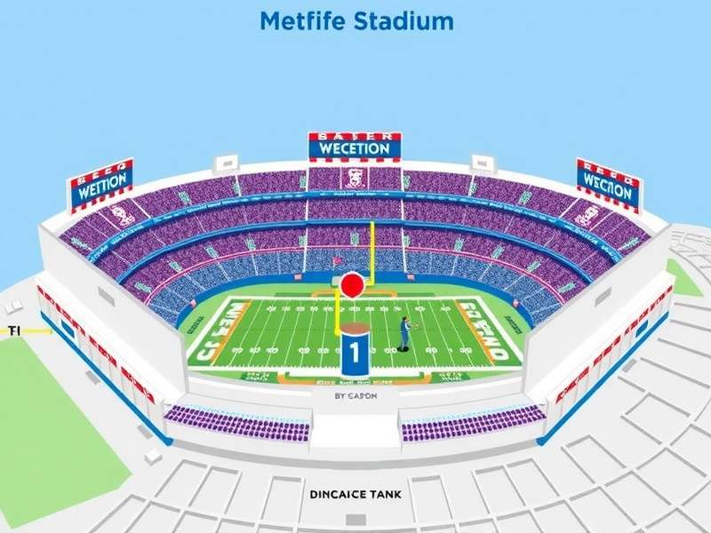 MetLife Stadium aerial view showing the massive bowl structure and surrounding parking lots in East Rutherford New Jersey